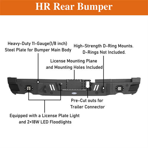Load image into Gallery viewer, 2019-2023 Ram Offroad Aftermarket Rear Bumper w/LED Spotlights - Hooke Road b6033 15