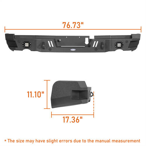 Load image into Gallery viewer, 2019-2023 Ram Offroad Aftermarket Rear Bumper w/LED Spotlights - Hooke Road b6033 17