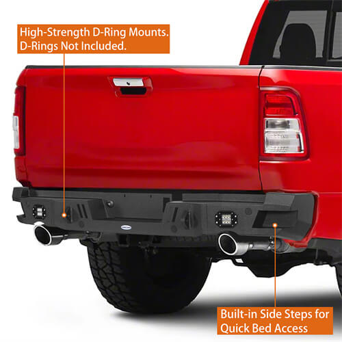 Load image into Gallery viewer, 2019-2023 Ram Offroad Aftermarket Rear Bumper w/LED Spotlights - Hooke Road b6033 9