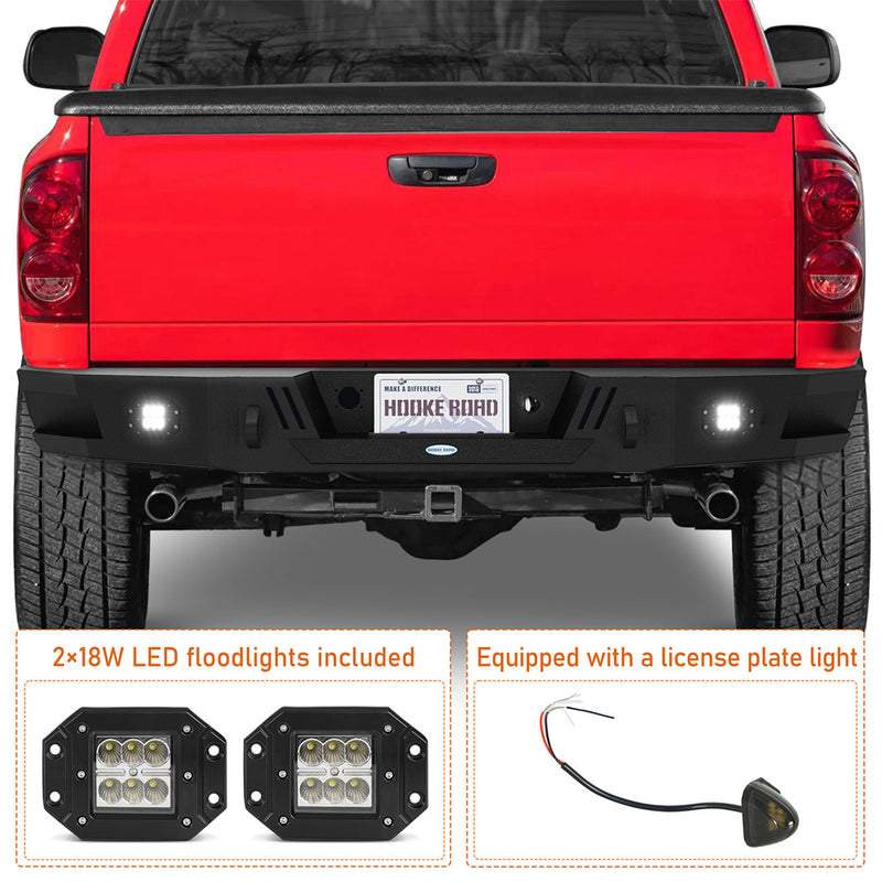 Load image into Gallery viewer, Hooke Road Ram Rear Bumper with license plate floodlight for 2006-2008 Ram 1500 BXG6504 11