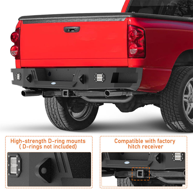 Load image into Gallery viewer, Hooke Road Ram Rear Bumper with license plate floodlight for 2006-2008 Ram 1500 BXG6504 6