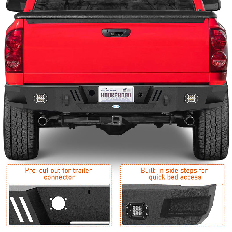Load image into Gallery viewer, Hooke Road Ram Rear Bumper with license plate floodlight for 2006-2008 Ram 1500 BXG6504 7