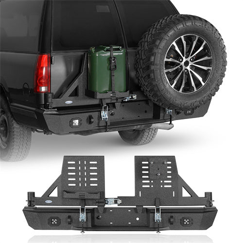 Load image into Gallery viewer, Hooke Road Rear Bumper with Tire Rack for 1992-1999 Chevy Suburban Tahoe GMC Yukon b7232abs 1