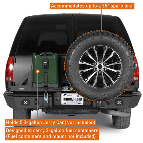 Load image into Gallery viewer, Hooke Road Rear Bumper with Tire Rack for 1992-1999 Chevy Suburban Tahoe GMC Yukon b7232abs 6