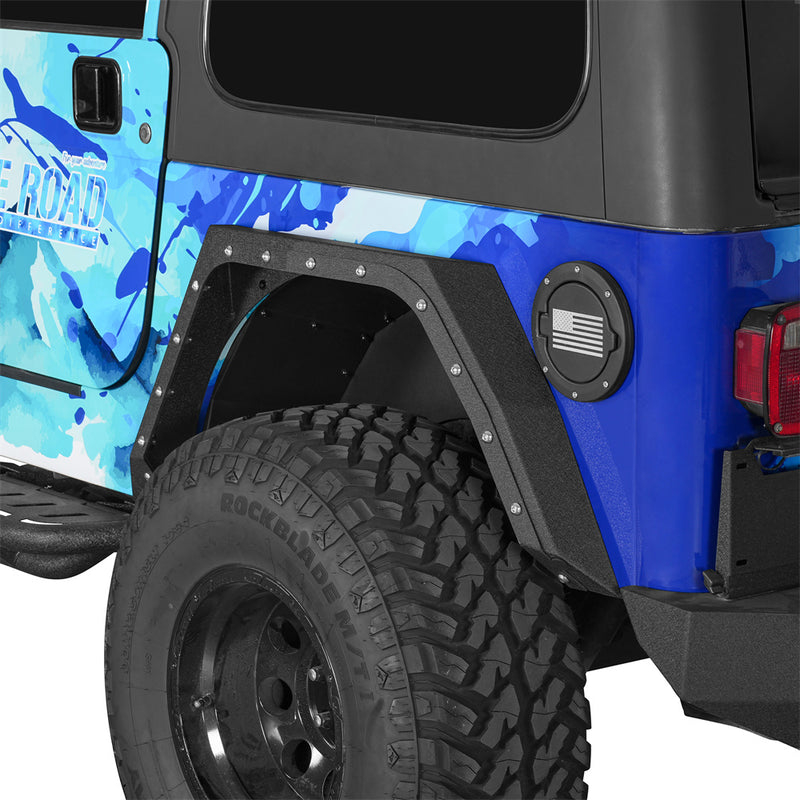 Load image into Gallery viewer, 1997-2006 Jeep Wrangler TJ Rear Fender Flares & Fender Liners Kit Hooke Road b1075 2