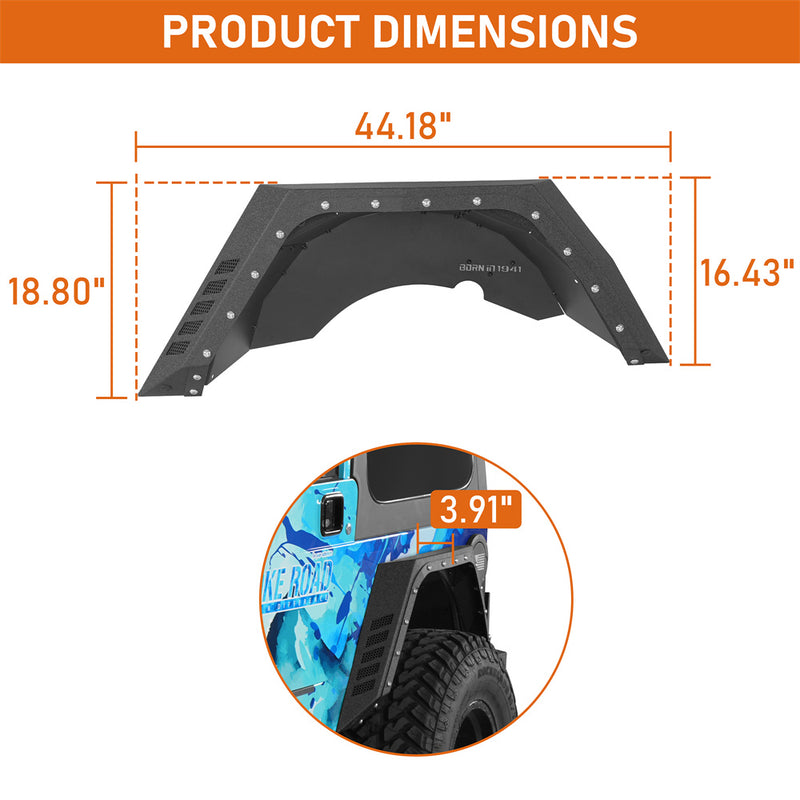 Load image into Gallery viewer, 1997-2006 Jeep Wrangler TJ Rear Fender Flares & Fender Liners Kit Hooke Road b1075 4