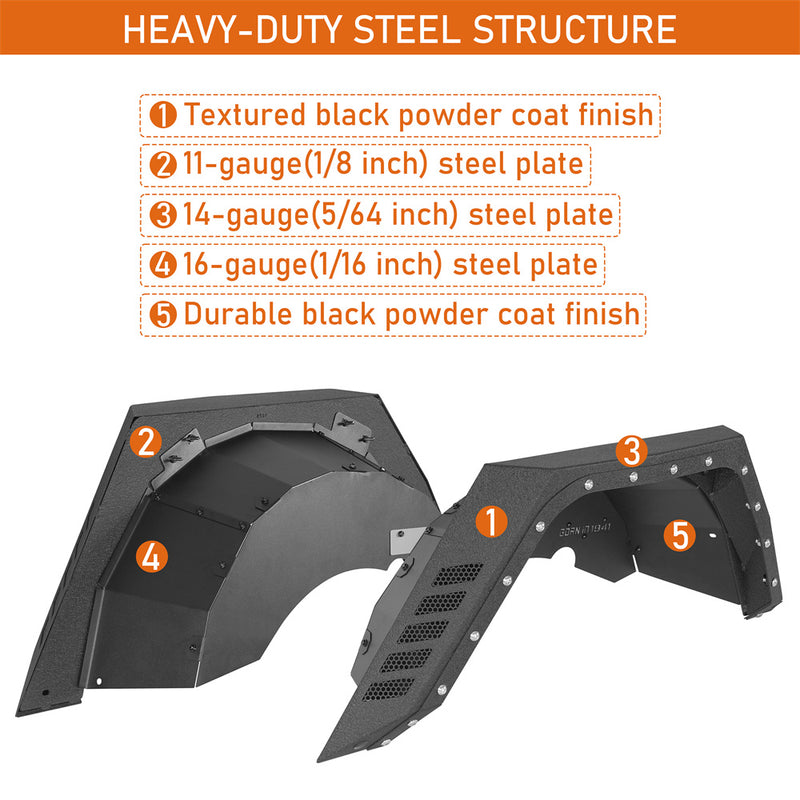 Load image into Gallery viewer, 1997-2006 Jeep Wrangler TJ Rear Fender Flares & Fender Liners Kit Hooke Road b1075 8