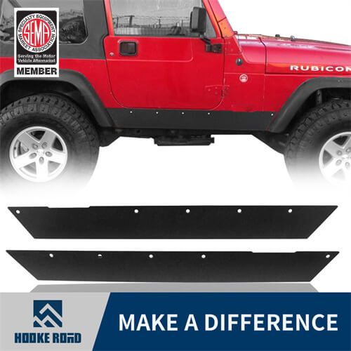 HookeRoad Jeep TJ Textured Steel Rock Slider Rock Guard Body Armor for