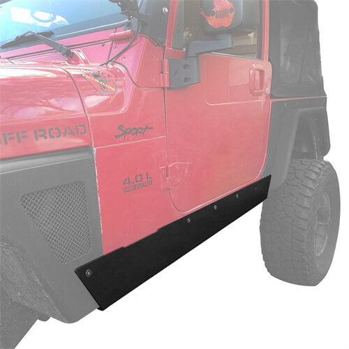 Load image into Gallery viewer, HookeRoad Jeep TJ Textured Steel Rock Slider Rock Guard Body Armor for 1997-2006 Jeep Wrangler TJ b1021 7