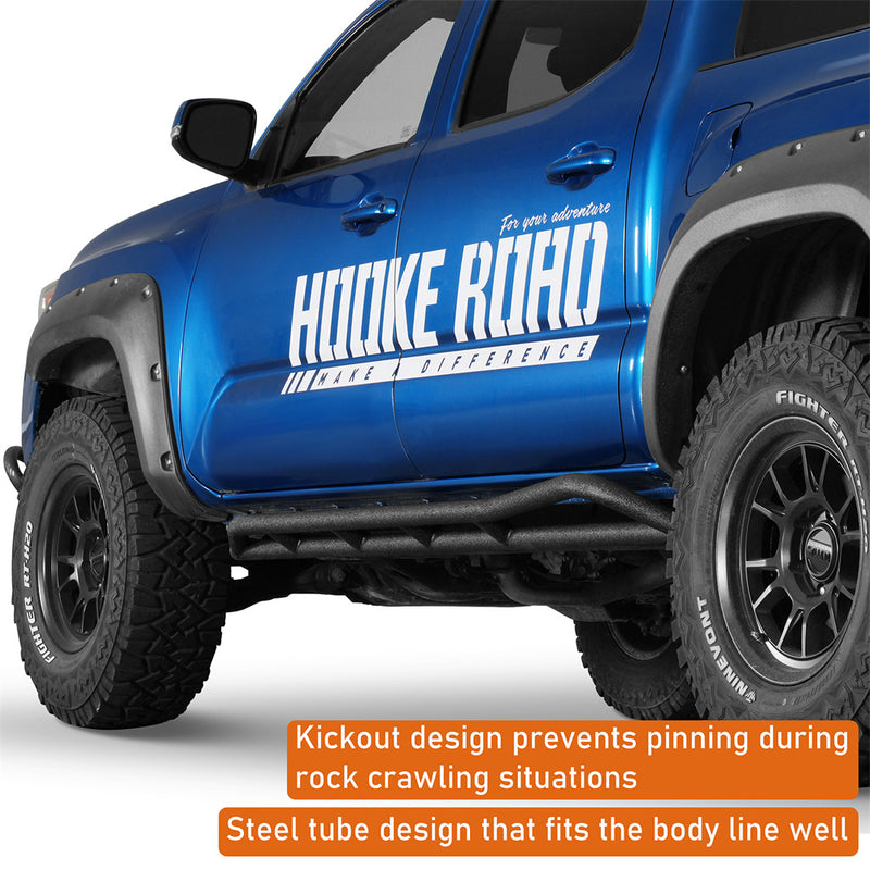 Load image into Gallery viewer, Rocker Sliders w/ Kick-Out for 2005-2023 Toyota Tacoma Double Cab Hooke Road b4237s 6