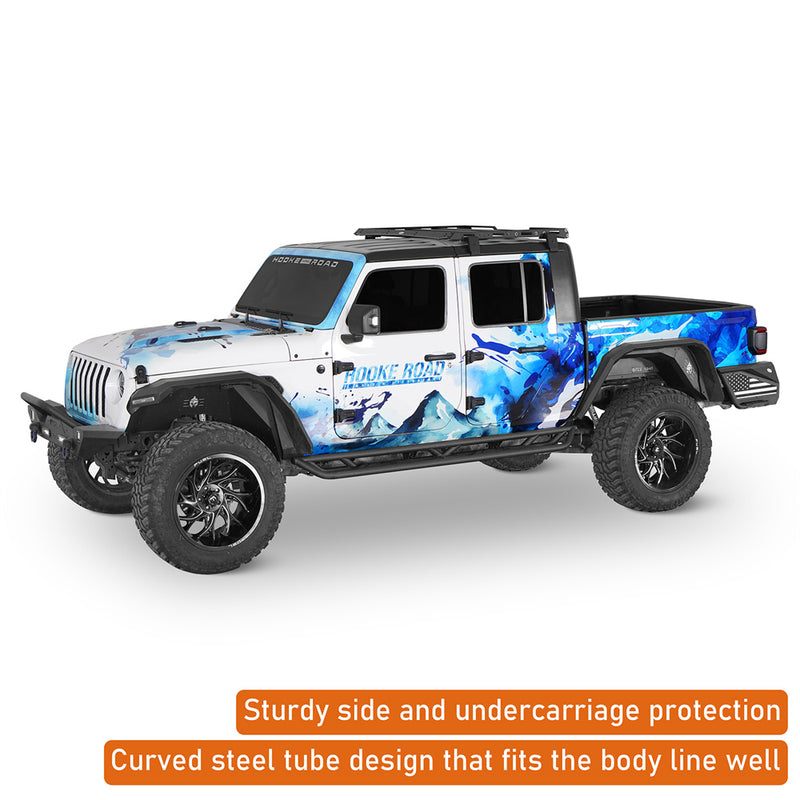 Load image into Gallery viewer, HookeRoad Jeep JT Running Boards Side Steps Nerf Bars for 2020-2023 Jeep Gladiator b7000s 1