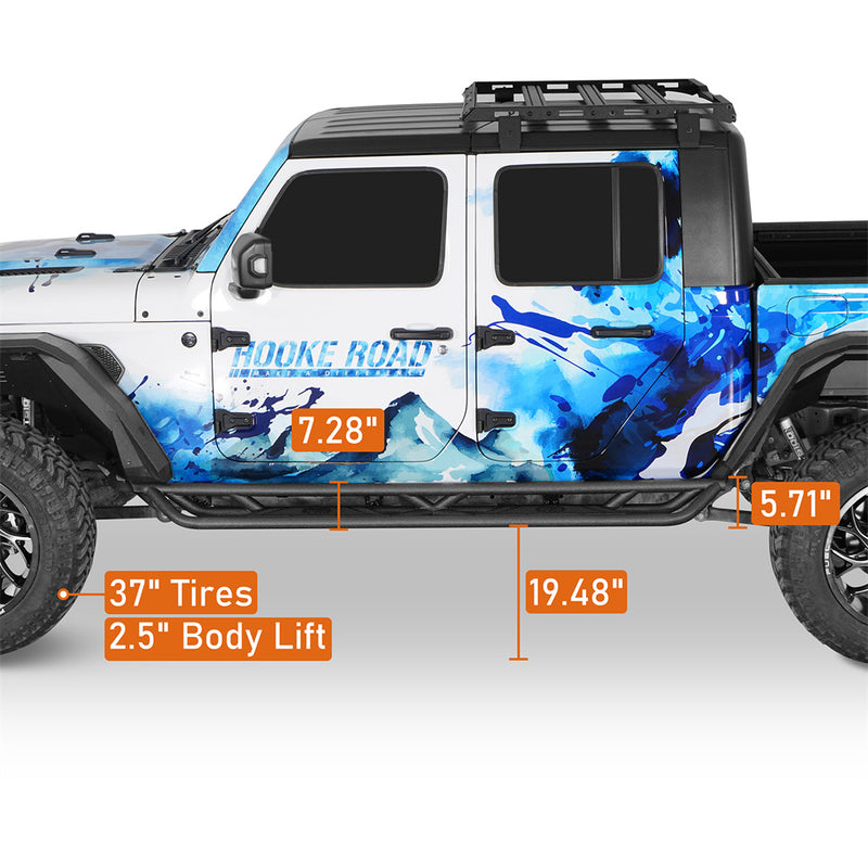 Load image into Gallery viewer, HookeRoad Jeep JT Running Boards Side Steps Nerf Bars for 2020-2023 Jeep Gladiator b7000s 9