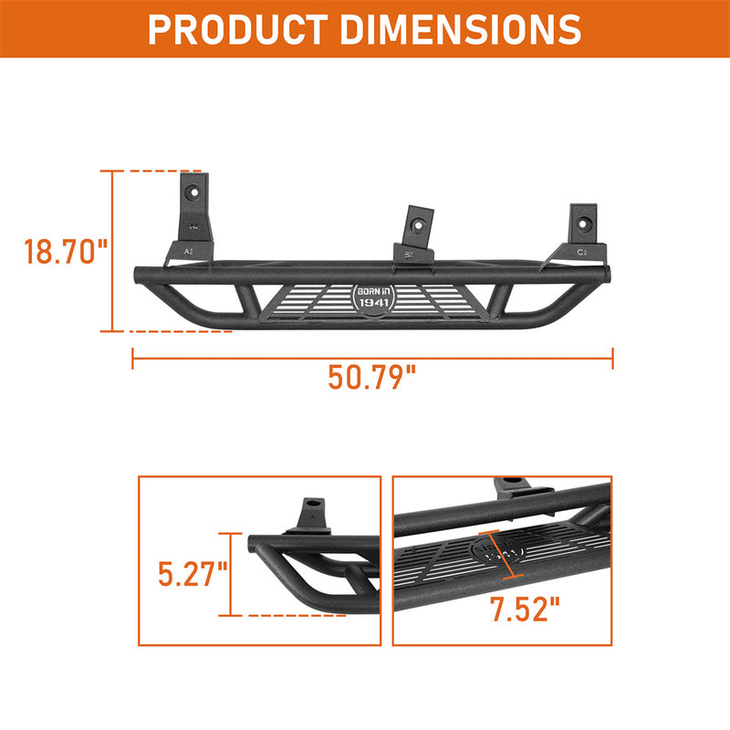 Load image into Gallery viewer, Hooke Road Tubular Side Step Bars for Jeep Wrangler TJ 1997-2006, Excluding Unlimited b1036 6