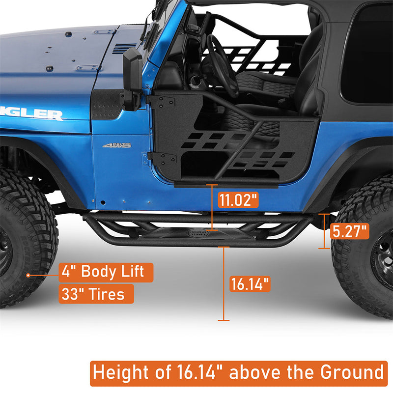 Load image into Gallery viewer, Hooke Road Tubular Side Step Bars for Jeep Wrangler TJ 1997-2006, Excluding Unlimited b1036 7