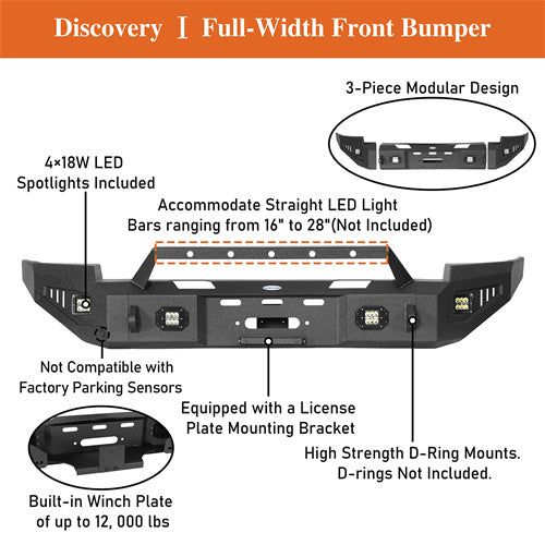 Load image into Gallery viewer, Hooke Road Aftermarket Full Width Front Bumper 4x4 Truck Parts For 2014-2015 Chevy Silverado 1500 b9028 16