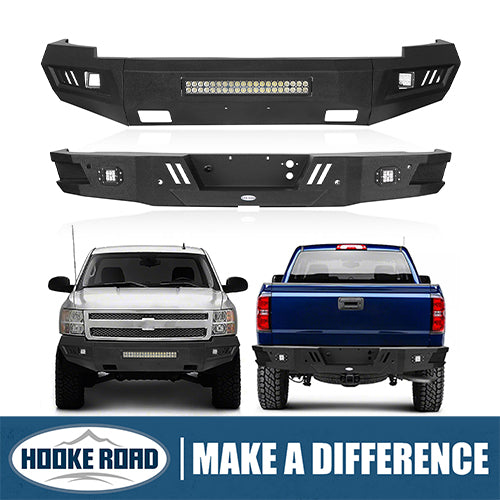 Load image into Gallery viewer, HookeRoad Chevrolet Silverado Front & Rear Bumper for 2007-2013 Chevy Silverado 1500 HookeRoad HE.9021+9025 1