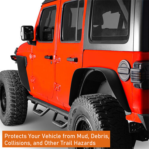Load image into Gallery viewer, Hooke Road Front & Rear Slim Flat Fender Flares Kit For 2018-2023 Jeep Wrangler JL B3049 11