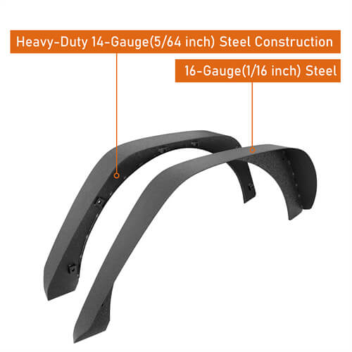 Load image into Gallery viewer, Hooke Road Front & Rear Slim Flat Fender Flares Kit For 2018-2023 Jeep Wrangler JL B3049 15