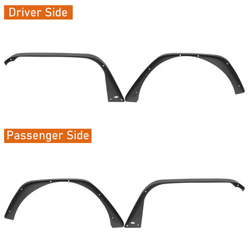 Load image into Gallery viewer, Hooke Road Front & Rear Slim Flat Fender Flares Kit For 2018-2023 Jeep Wrangler JL B3049 17
