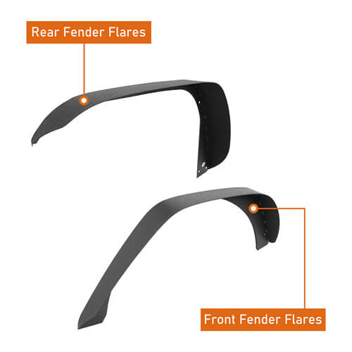 Load image into Gallery viewer, Hooke Road Front & Rear Slim Flat Fender Flares Kit For 2018-2023 Jeep Wrangler JL B3049 21