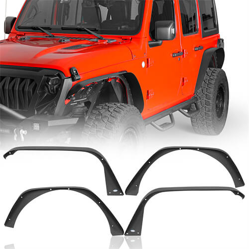 Load image into Gallery viewer, Hooke Road Front & Rear Slim Flat Fender Flares Kit For 2018-2023 Jeep Wrangler JL B3049 2
