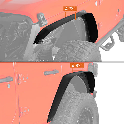 Load image into Gallery viewer, Front & Rear Slim Flat Fender Flares Kit 4x4 Wheel Parts For 2018-2023 Jeep Wrangler JL - Hooke Road b3049 8