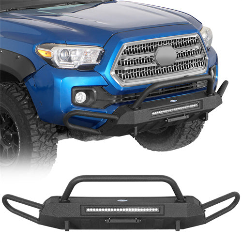 Load image into Gallery viewer, Hooke Road Steel Front Bumper w/ 72W LED Spotlight Bar 2016-2023 Toyota Tacoma b4235 1