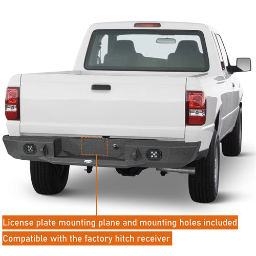 Load image into Gallery viewer, Steel Rear Bumper for 1993-2011 Ford Ranger Fleetside Hooke Road b8821 10