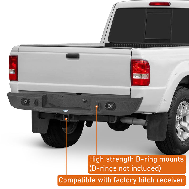Load image into Gallery viewer, Steel Rear Bumper for 1993-2011 Ford Ranger Fleetside Hooke Road b8821 6