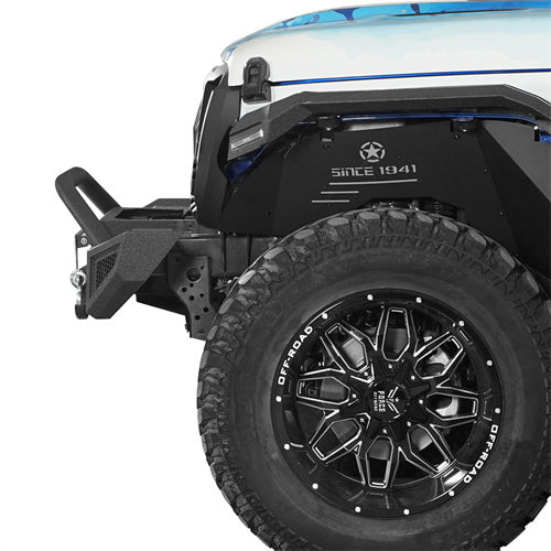 Load image into Gallery viewer, Hooke Road Jeep JL & JT Stubby Front Bumper with Bull Bar & Winch plate b3091 2