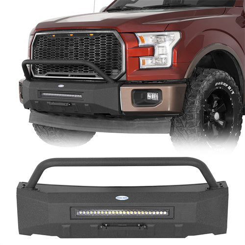 Load image into Gallery viewer, 2015-2017 Ford F-150 Stubby Front Bumper w/ License Plate Mount Hooke Road b8290 1