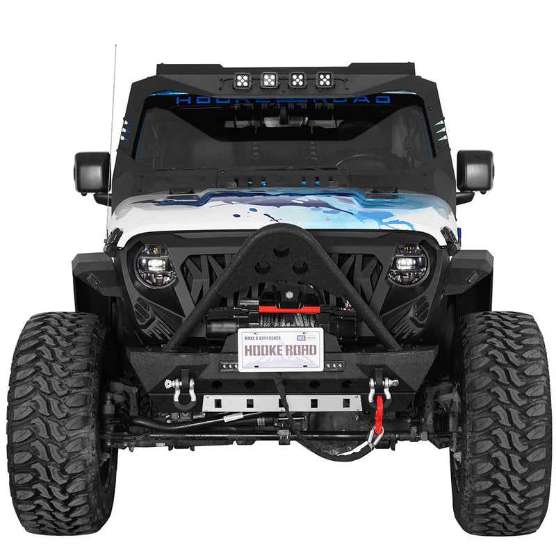 Load image into Gallery viewer, 2018-2026 Jeep JL & 2020-2026 Gladiator JT Front Bumper with Stinger Bar Hooke Road b3102s 3
