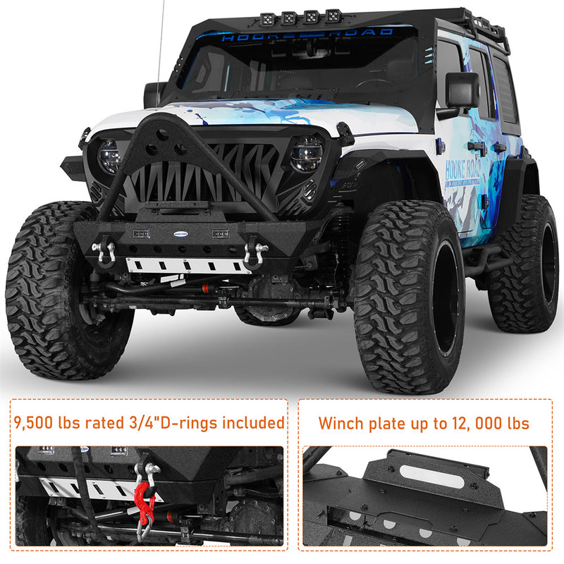 Load image into Gallery viewer, 2018-2026 Jeep JL & 2020-2026 Gladiator JT Front Bumper with Stinger Bar Hooke Road b3102s 8