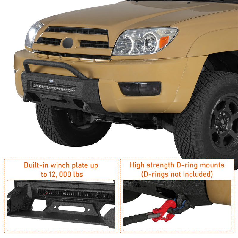 Load image into Gallery viewer, Stubby Front Bumper w/ Winch Plate for 2003-2005 Toyota 4Runner Hooke Road b9861s 7