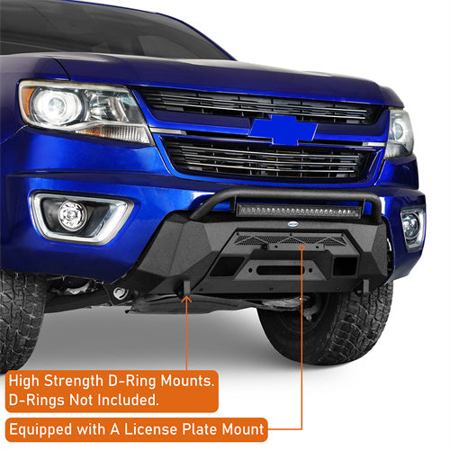 Load image into Gallery viewer, Hooke Road Stubby Front Bumper with Winch Plate & LED Spotlight for 2015-2020 Chevy Colorado, Excluding ZR2 Models b9112s 10