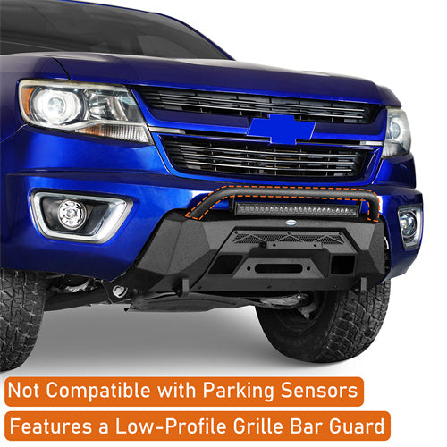Load image into Gallery viewer, Hooke Road Stubby Front Bumper with Winch Plate & LED Spotlight for 2015-2020 Chevy Colorado, Excluding ZR2 Models b9112s 11
