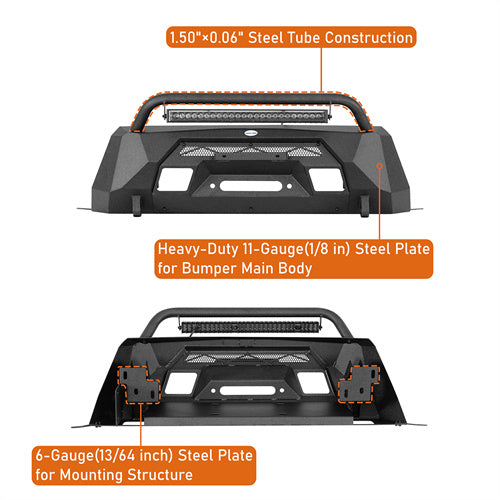 Load image into Gallery viewer, Hooke Road Stubby Front Bumper with Winch Plate & LED Spotlight for 2015-2020 Chevy Colorado, Excluding ZR2 Models b9112s 14