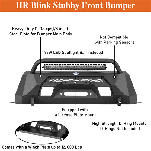 Load image into Gallery viewer, Hooke Road Stubby Front Bumper with Winch Plate & LED Spotlight for 2015-2020 Chevy Colorado, Excluding ZR2 Models b9112s 15