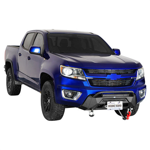 Load image into Gallery viewer, Hooke Road Stubby Front Bumper with Winch Plate & LED Spotlight for 2015-2020 Chevy Colorado, Excluding ZR2 Models b9112s 3