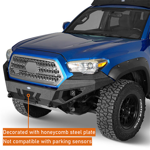 Load image into Gallery viewer, Hooke Road Tacoma Front Bumper with Skid Plate & LED Lights for 2016-2023 Toyota Tacoma 3rd Gen b4227s 10
