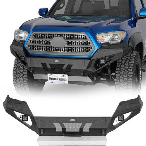 Load image into Gallery viewer, Hooke Road Tacoma Front Bumper with Skid Plate & LED Lights for 2016-2023 Toyota Tacoma 3rd Gen b4227s 1