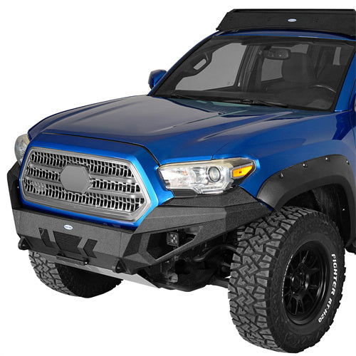 Load image into Gallery viewer, Hooke Road Tacoma Front Bumper with Skid Plate & LED Lights for 2016-2023 Toyota Tacoma 3rd Gen b4227s 2