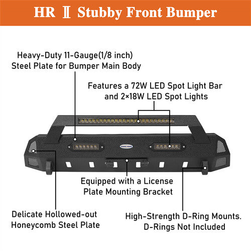 Load image into Gallery viewer, HookeRoad Tacoma Front Bumper Stubby Bumper for 2016-2023 Toyota Tacoma 3rd Gen b4203s 10