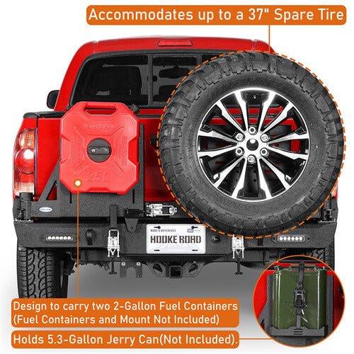 Load image into Gallery viewer, 2005-2015 Toyota Tacoma Rear Bumper w/Swing Arms & Tire Carrier & Jerry Can Holder 4x4 Truck Parts - Hooke Road b4036s 10