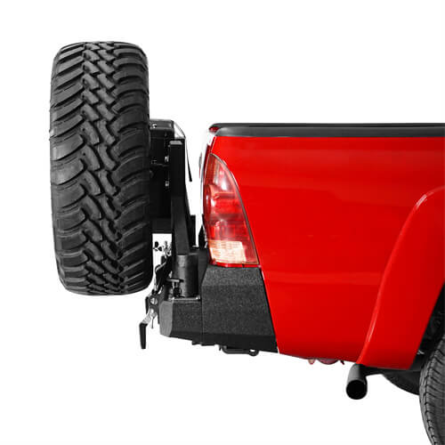 Load image into Gallery viewer, 2005-2015 Toyota Tacoma Rear Bumper w/Swing Arms & Tire Carrier & Jerry Can Holder 4x4 Truck Parts - Hooke Road b4036s 4