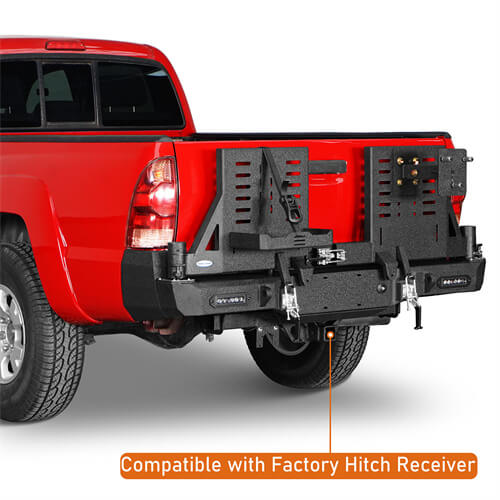Load image into Gallery viewer, 2005-2015 Toyota Tacoma Rear Bumper w/Swing Arms & Tire Carrier & Jerry Can Holder 4x4 Truck Parts - Hooke Road b4036s 9