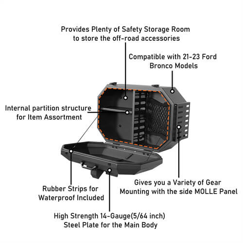 Load image into Gallery viewer, 2021 2022 2023 Ford BroncoTailgate Storage Lock Box Exterior Storage Accessories- Hooke Road b8927s 18