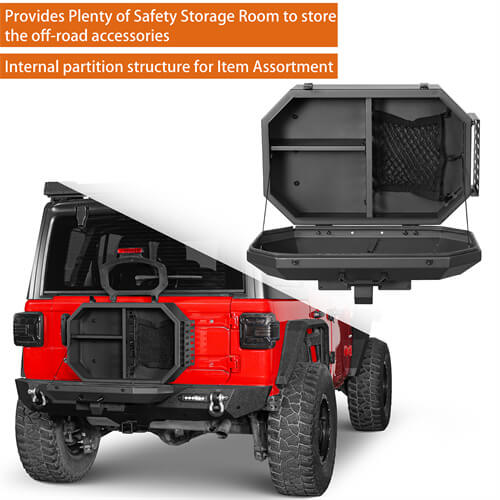 Load image into Gallery viewer, Tailgate Spare Tire Carrier Outer Storage Lock Box Jeep Wrangler Parts For 2018-2023 Jeep Wrangler JL - Hooke Road b3052s 9