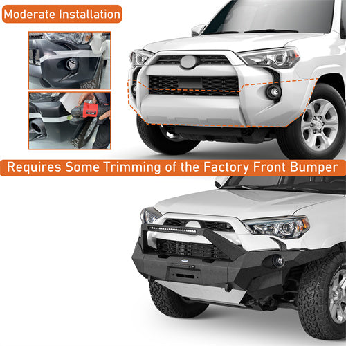 Load image into Gallery viewer, Hooke Road 2014-2024 Toyota 4Runner Full Width Front Bumper w/ Winch Plate & LED Light Bar b9814abs 16