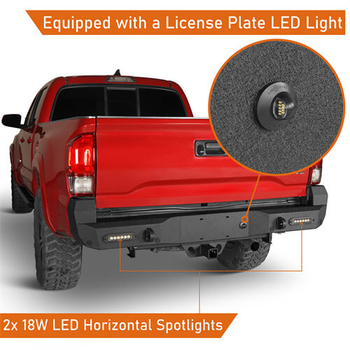Load image into Gallery viewer, 2016-2023 Tacoma Steel Rear Bumper w/License Plate Light - HookeRoad b4214s 9